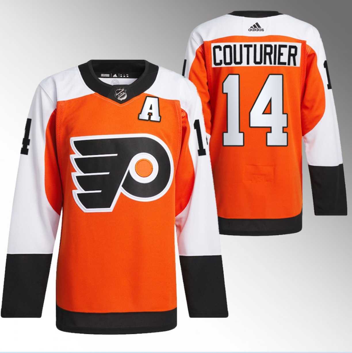 Men's Philadelphia Flyers #14 Sean Couturier 2023-24 Orange Stitched Jersey Dzhi